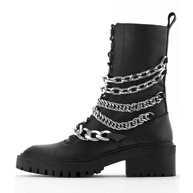 Ladies platform gold chain fashion new design ankle womens boots